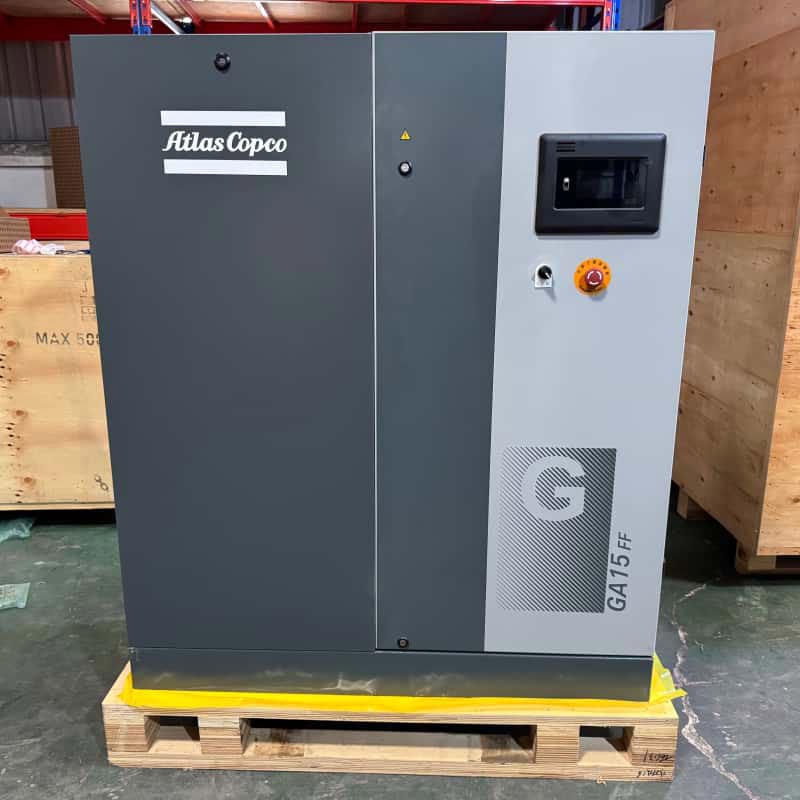 Atlas Copco GA15 FF, 15 кВт, винтовой воздушный компрессор с масляным впрыском, встроенный осушитель, 7,5, 13 бар