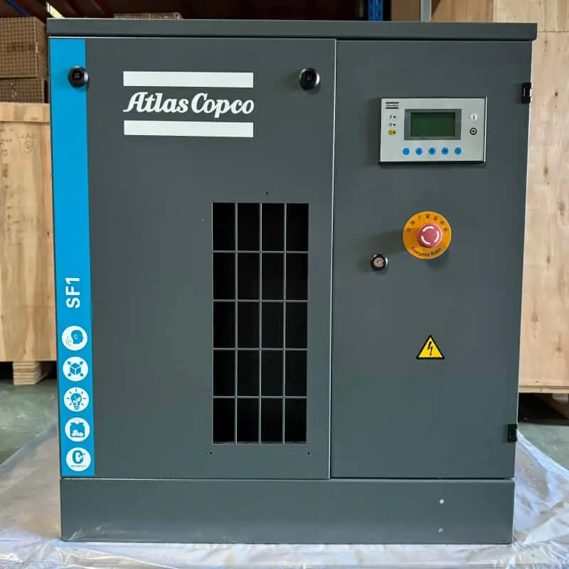 Безмасляный спиральный воздушный компрессор Atlas Copco SF1, 15 кВт, 2 л.с., класс 0, сертифицированный оригинальный
