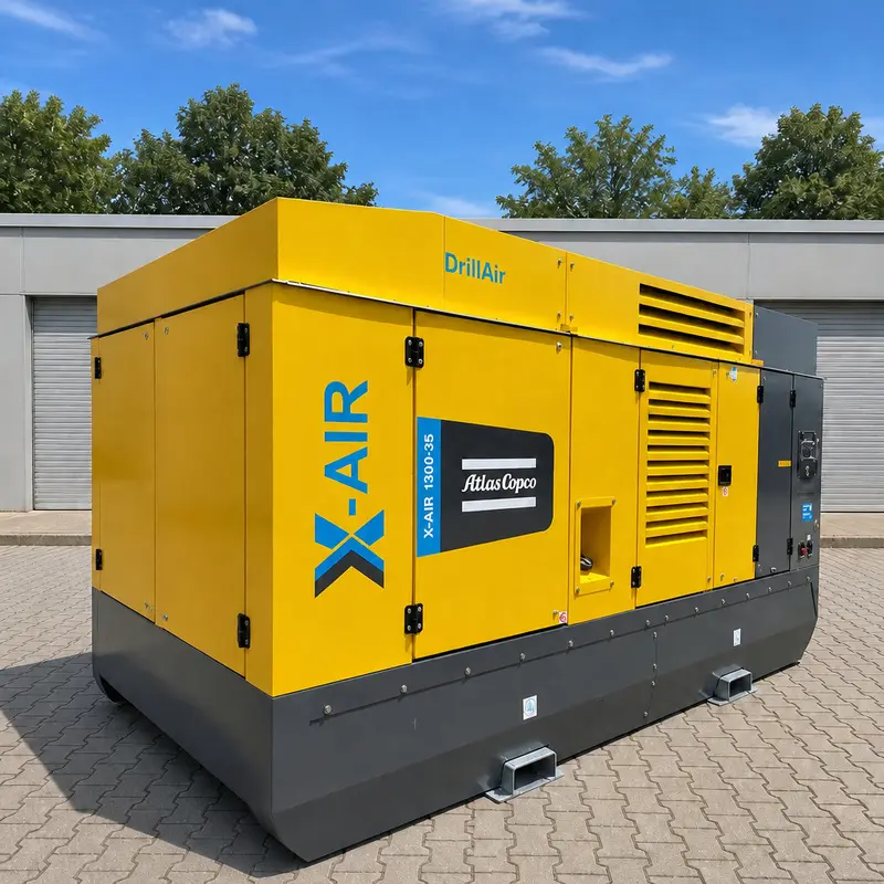 Большой мобильный дизельный компрессор Atlas Copco X-Air 1300 35, 412 кВт, 35 бар, оригинальный
